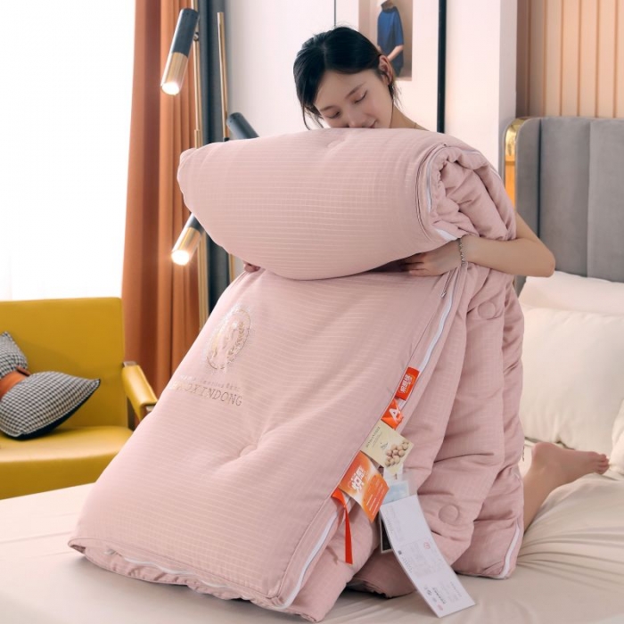 91家纺网 家纺一手货源 找家纺 伊被源 2022新款磨毛提花拉链意尔丝子母被被子被芯 意尔丝子母被 豆沙