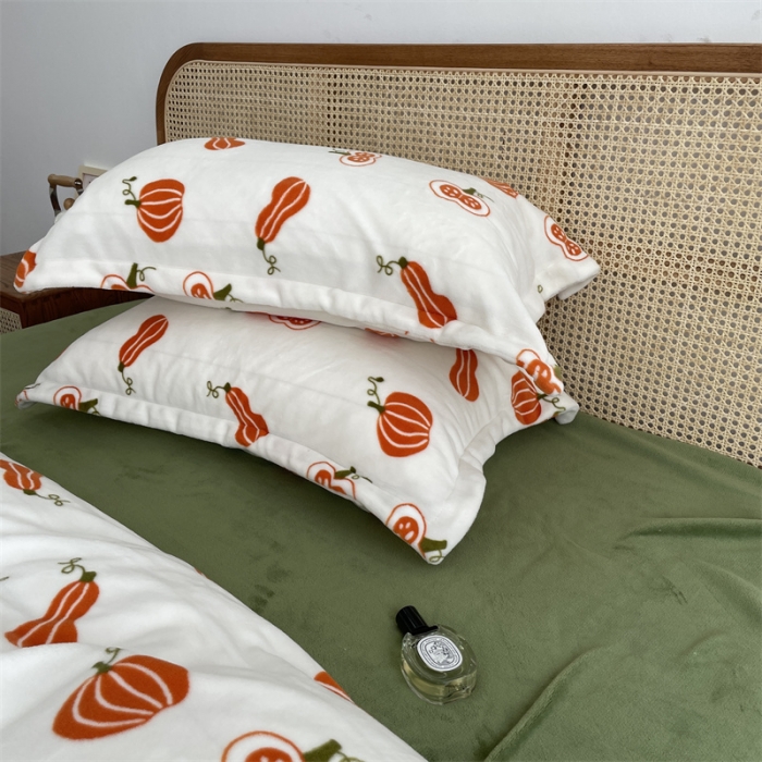 91家纺网 家纺一手货源 找家纺 源启生活 2022新款230g全消光高克重牛奶绒四件套 小南瓜