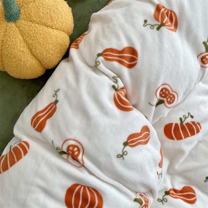 91家纺网 家纺一手货源 找家纺 源启生活 2022新款230g全消光高克重牛奶绒四件套 小南瓜