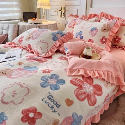 91家纺网 家纺一手货源 找家纺 （总）维娜斯 2022新款高克重牛奶绒花边四件套