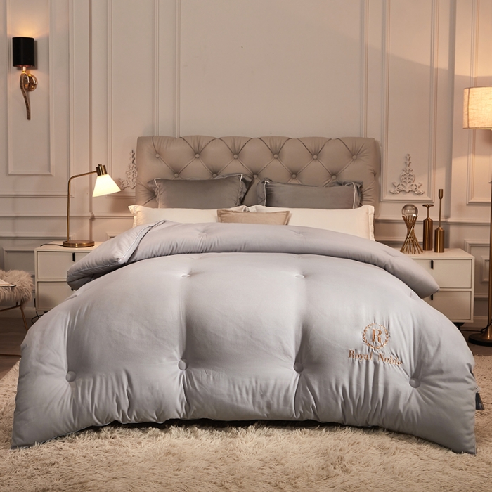 91家纺网 家纺一手货源 找家纺 天瑜家纺 2023洛卡棉冬被秋冬被子丝棉被芯 灰色