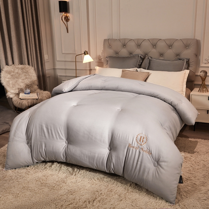 91家纺网 家纺一手货源 找家纺 天瑜家纺 2023洛卡棉冬被秋冬被子丝棉被芯 灰色