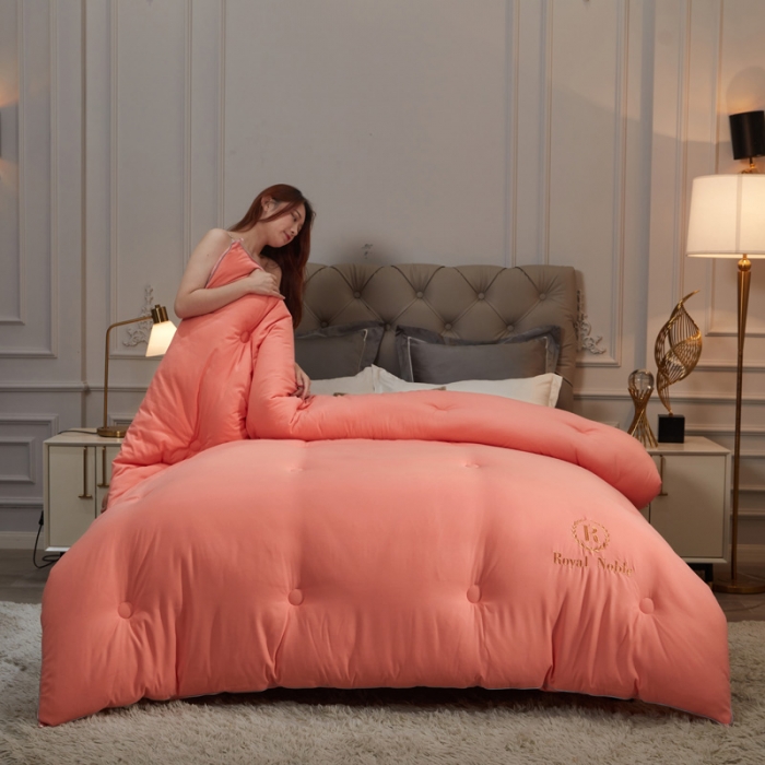 91家纺网 家纺一手货源 找家纺 天瑜家纺 2023洛卡棉冬被秋冬被子丝棉被芯 桔色