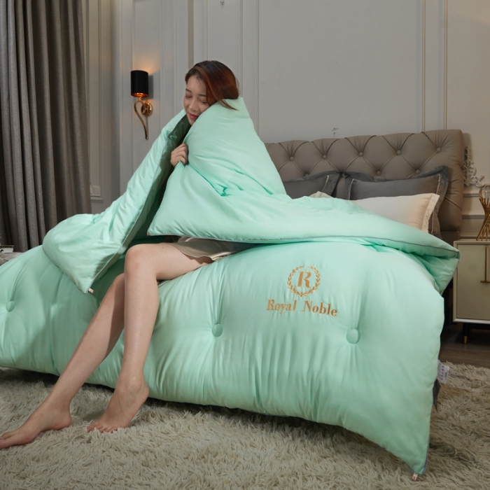 91家纺网 家纺一手货源 找家纺 天瑜家纺 2023洛卡棉冬被秋冬被子丝棉被芯 水绿