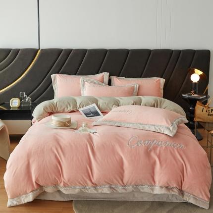 91家纺网 家纺一手货源 找家纺 （总）安妮 新品A类高克重250克升级版牛奶绒四件套-轻颜