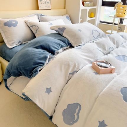 91家纺网 家纺一手货源 找家纺 （总）印季 2024背印立体剪花牛奶绒四件套