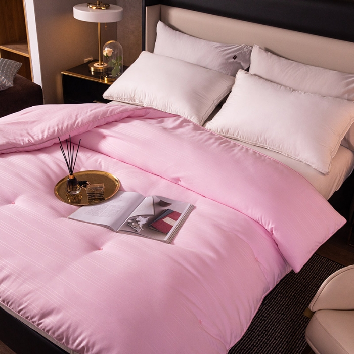 91家纺网 家纺一手货源 找家纺 被靠被 2023新款桑蚕丝大豆纤维被系列 粉色