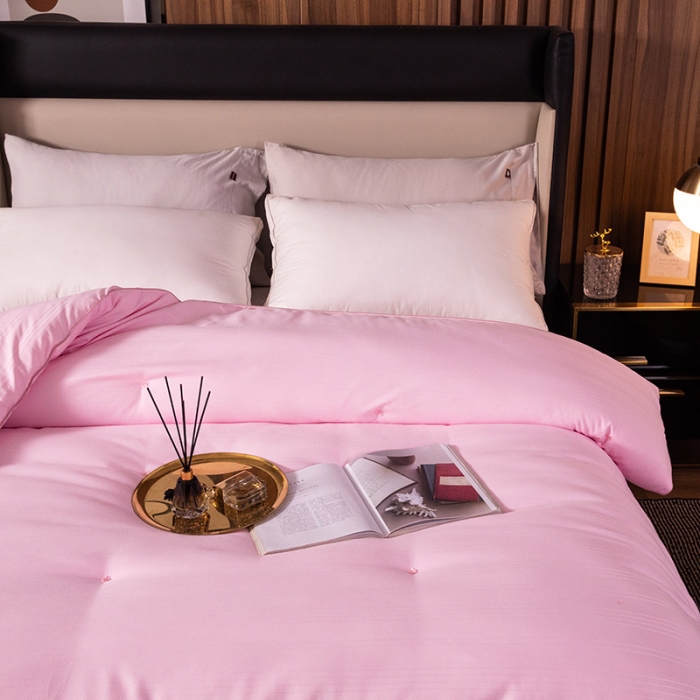 91家纺网 家纺一手货源 找家纺 被靠被 2023新款桑蚕丝大豆纤维被系列 粉色