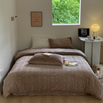 91家纺网 家纺一手货源 找家纺 （总）六巷胡同 2022新款ins博主风立体绞花牛奶绒四件套