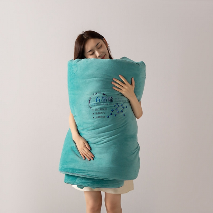 91家纺网 家纺一手货源 找家纺 被靠被 2023新款石墨烯科技发热被子系列 云雾蓝