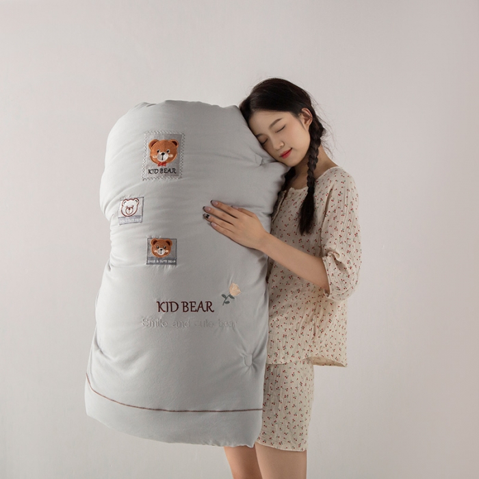 91家纺网 家纺一手货源 找家纺 被靠被 2023新款雅芙棉石墨烯发热被小熊系列 布丁熊-灰