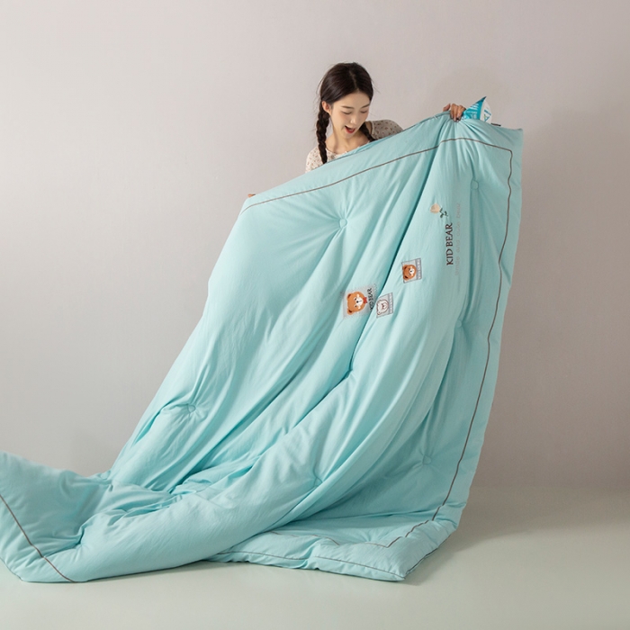 91家纺网 家纺一手货源 找家纺 被靠被 2023新款雅芙棉石墨烯发热被小熊系列 布丁熊-绿