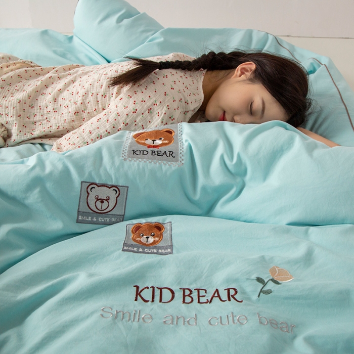 91家纺网 家纺一手货源 找家纺 被靠被 2023新款雅芙棉石墨烯发热被小熊系列 布丁熊-绿