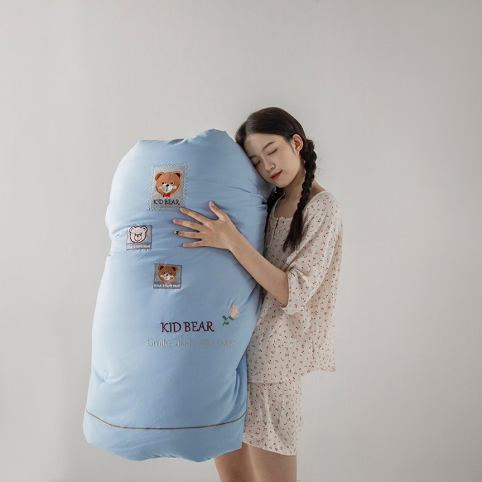 91家纺网 家纺一手货源 找家纺 被靠被 2023新款雅芙棉石墨烯发热被小熊系列 布丁熊-蓝