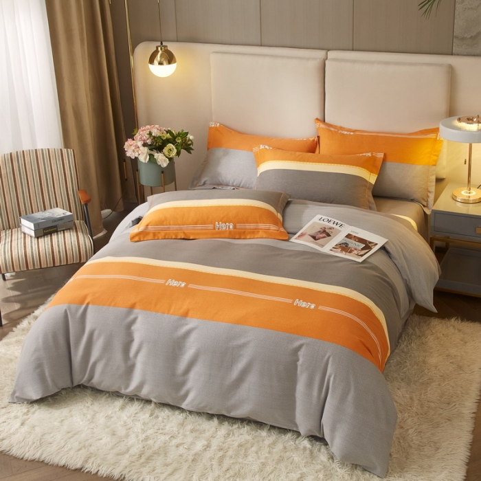 91家纺网 家纺一手货源 找家纺 金纱玉纺 2022新款全棉印花加厚磨毛四件套欧若拉-灰