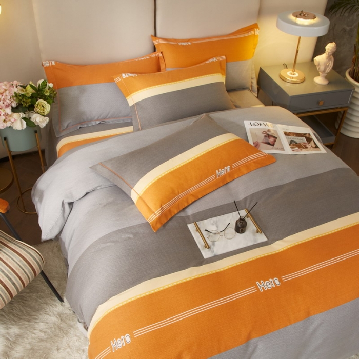 91家纺网 家纺一手货源 找家纺 金纱玉纺 2022新款全棉印花加厚磨毛四件套欧若拉-灰