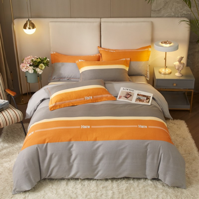 91家纺网 家纺一手货源 找家纺 金纱玉纺 2022新款全棉印花加厚磨毛四件套欧若拉-灰