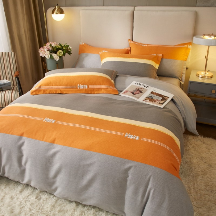 91家纺网 家纺一手货源 找家纺 金纱玉纺 2022新款全棉印花加厚磨毛四件套欧若拉-灰