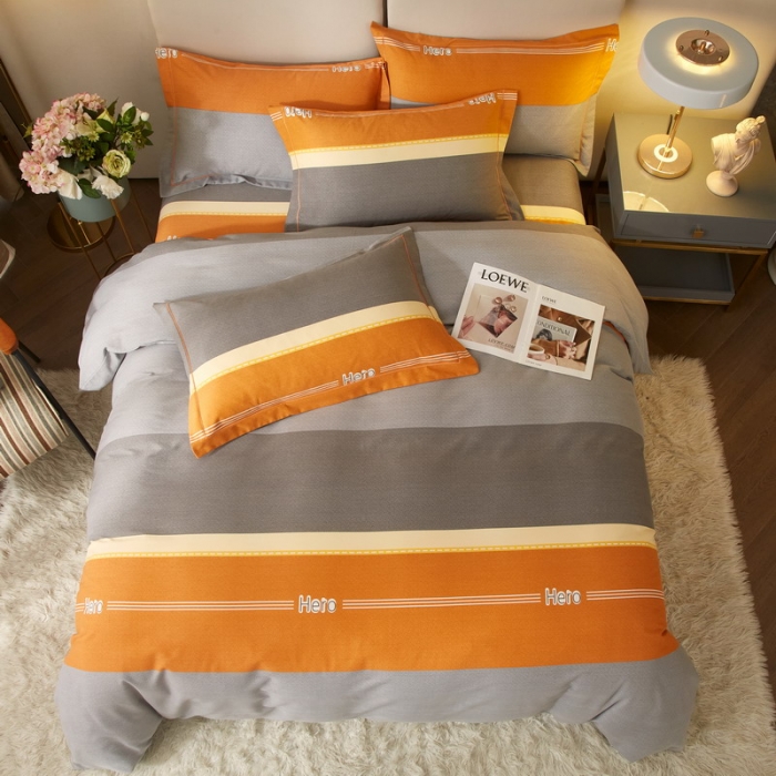 91家纺网 家纺一手货源 找家纺 金纱玉纺 2022新款全棉印花加厚磨毛四件套欧若拉-灰