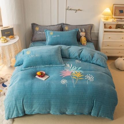 91家纺网 家纺一手货源 找家纺 纽缦 2022新款牛奶绒四件套爱之音系列 爱之音翠兰