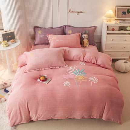 纽缦 2022新款牛奶绒四件套爱之音系列 爱之音玉色