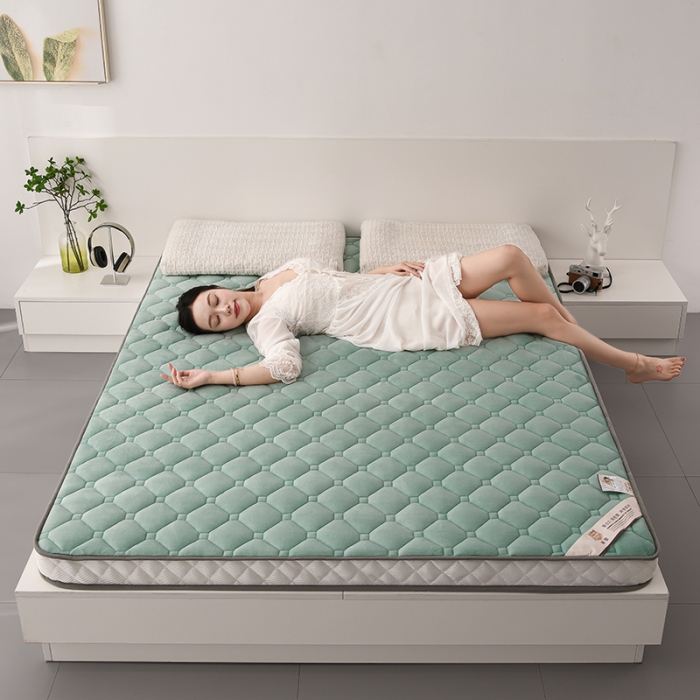 91家纺网 家纺一手货源 找家纺 亿丁点 2023新款牛奶绒乳胶记忆棉双人床垫 大床翠绿