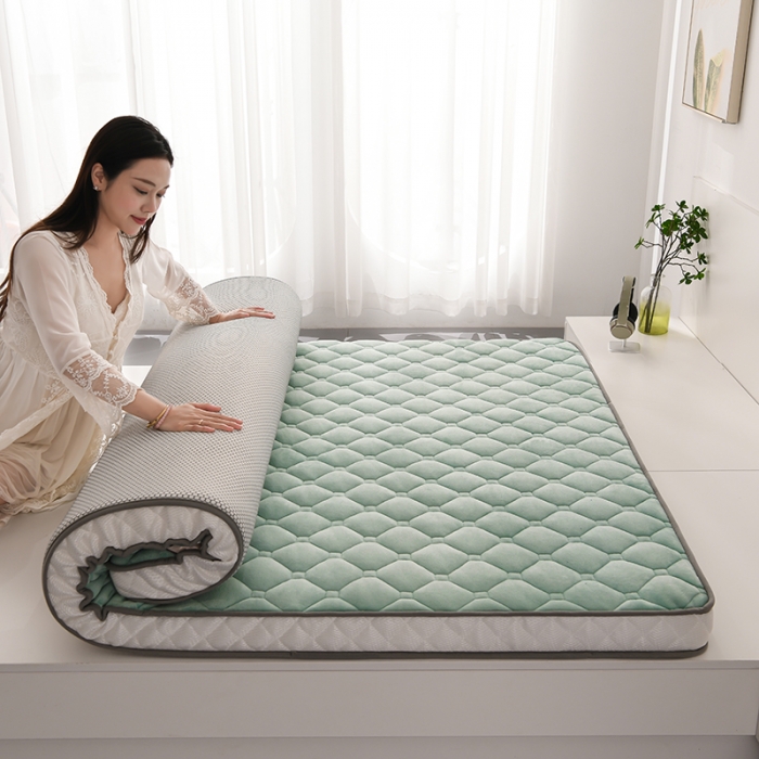 91家纺网 家纺一手货源 找家纺 亿丁点 2023新款牛奶绒乳胶记忆棉双人床垫 大床翠绿