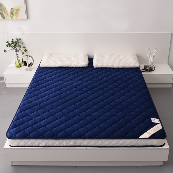 91家纺网 家纺一手货源 找家纺 亿丁点 2023新款牛奶绒乳胶记忆棉双人床垫 大床蓝色