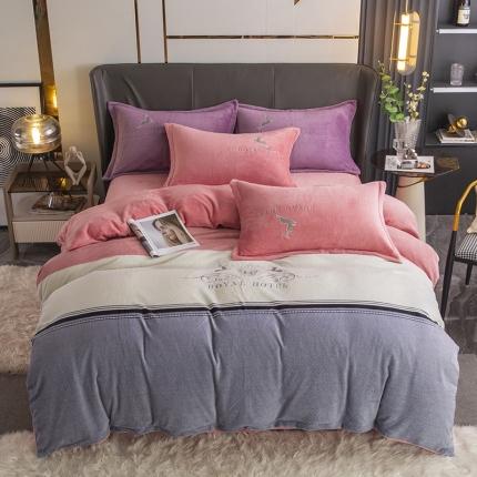 纽缦 2022新款牛奶绒四件套 鹿有你（爱恋玉）