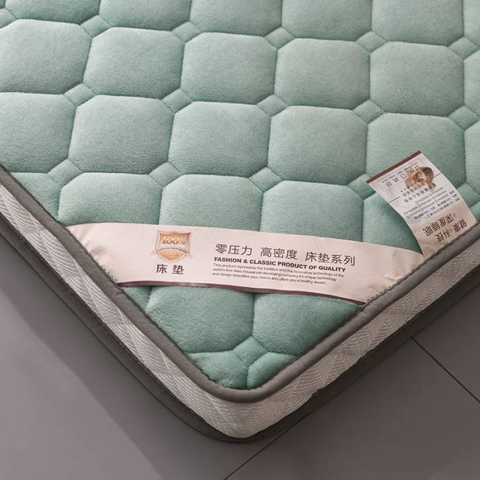 91家纺网 家纺一手货源 找家纺 亿丁点 2023新款牛奶绒乳胶记忆棉学生床垫 牛奶绒翠绿色（小床）