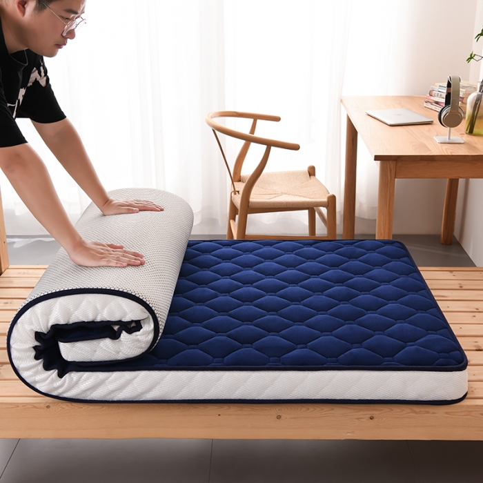 91家纺网 家纺一手货源 找家纺 亿丁点 2023新款牛奶绒乳胶记忆棉学生床垫 牛奶绒蓝色（小床）