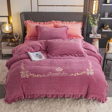 91家纺网 家纺一手货源 找家纺 纽缦 2022新款牛奶绒四件套时尚典范系列 时尚典范豆沙