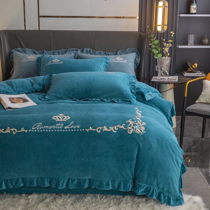 91家纺网 家纺一手货源 找家纺 纽缦 2022新款牛奶绒四件套时尚典范系列 时尚典范翠兰