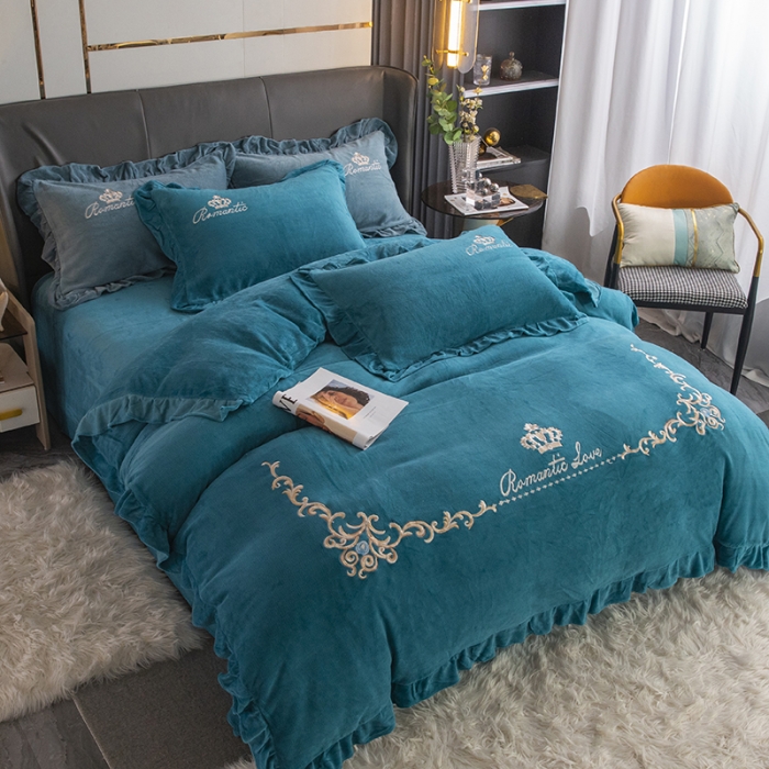 91家纺网 家纺一手货源 找家纺 纽缦 2022新款牛奶绒四件套时尚典范系列 时尚典范翠兰