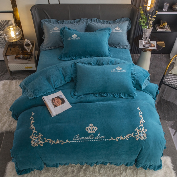 91家纺网 家纺一手货源 找家纺 纽缦 2022新款牛奶绒四件套时尚典范系列 时尚典范翠兰