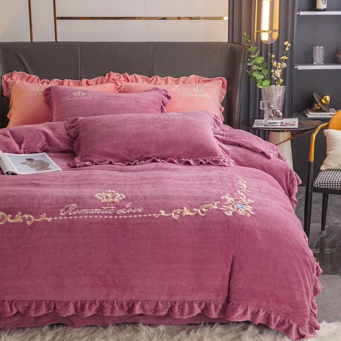 91家纺网 家纺一手货源 找家纺 纽缦 2022新款牛奶绒四件套时尚典范系列 时尚典范豆沙