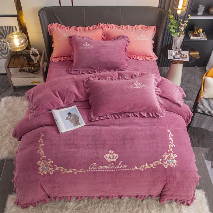 91家纺网 家纺一手货源 找家纺 纽缦 2022新款牛奶绒四件套时尚典范系列 时尚典范豆沙