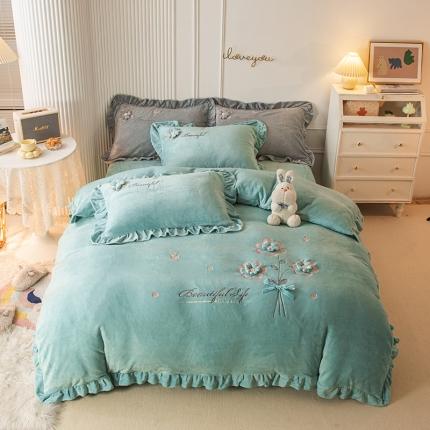 91家纺网 家纺一手货源 找家纺 （总）纽缦 2022新款牛奶绒四件套唯爱系列