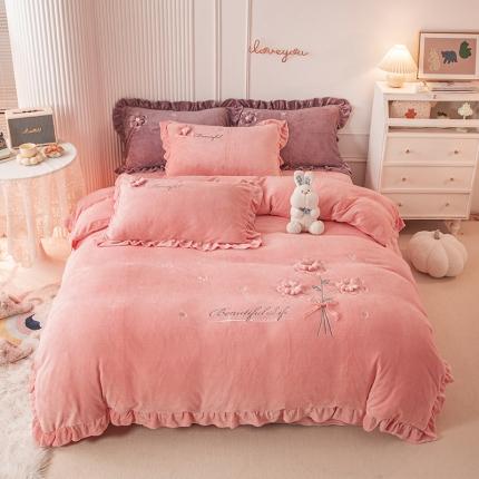 91家纺网 家纺一手货源 找家纺 （总）纽缦 2022新款牛奶绒四件套唯爱系列