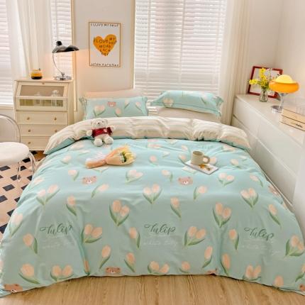 91家纺网 家纺一手货源 找家纺 乐童 全棉网红直播爆款吊边＋一字绣工艺款四件套（三）温柔熊