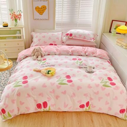 91家纺网 家纺一手货源 找家纺 乐童 全棉网红直播爆款吊边＋一字绣工艺款四件套（三）优雅绽放