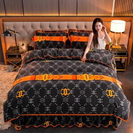 91家纺网 家纺一手货源 找家纺 澳洲羽 2024新款高克重印花牛奶绒四件套 潮牌