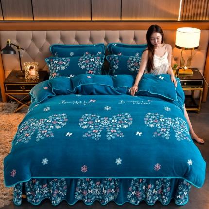 91家纺网 家纺一手货源 找家纺 澳洲羽 2024新款高克重印花牛奶绒四件套 漫天飞舞