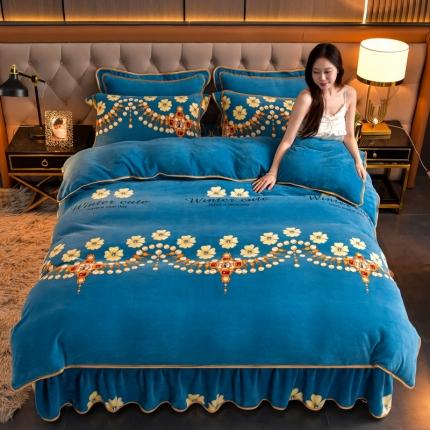 91家纺网 家纺一手货源 找家纺 澳洲羽 2024新款高克重印花牛奶绒四件套 温婉佳人