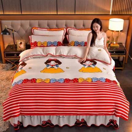 91家纺网 家纺一手货源 找家纺 澳洲羽 2024新款高克重印花牛奶绒四件套 小公主