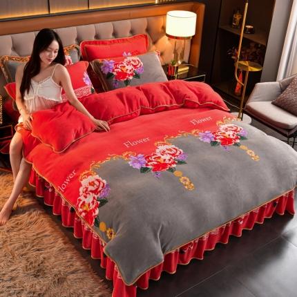 澳洲羽 2024新款高克重印花牛奶绒四件套 梦语芬芳