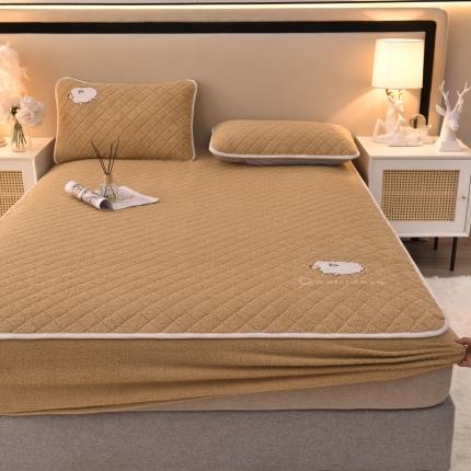 91家纺网 家纺一手货源 找家纺 好眠好梦家纺 2023新款暖羊绒羊绒蛋白纤维床笠三件套 浅咖