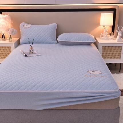 91家纺网 家纺一手货源 找家纺 好眠好梦家纺 2023新款暖羊绒羊绒蛋白纤维床笠三件套 水兰