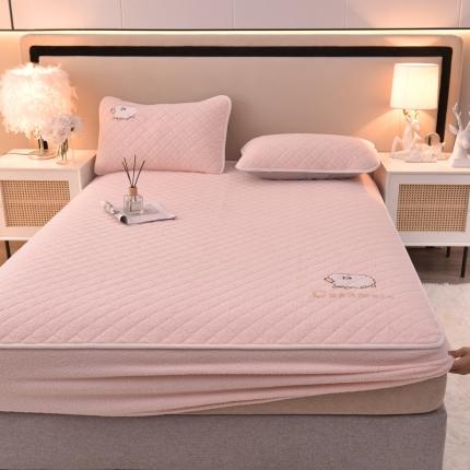 91家纺网 家纺一手货源 找家纺 好眠好梦家纺2023新款暖羊绒羊绒蛋白纤维床笠三件套 樱花粉