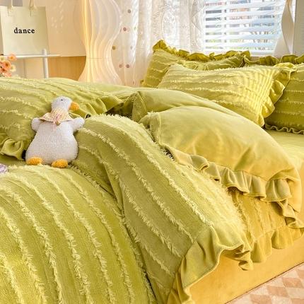 91家纺网 家纺一手货源 找家纺 （总）秋艳家纺 2023新款纯色牛奶绒流苏款四件套